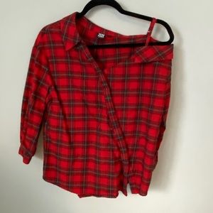 Unique Plaid Asymmetrical Top